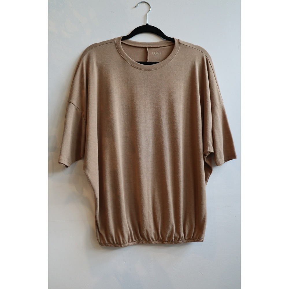LOFT Outlet Tan Dolman Sleeve Bubble Hem Top XS Camel Brown Relaxed Tee